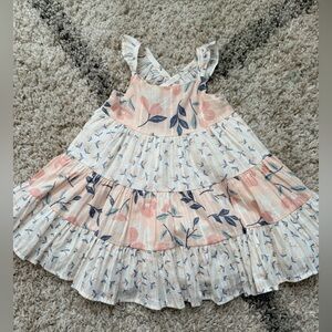 Catherine Malandrino Floral Kids Dress - Cream and Pink